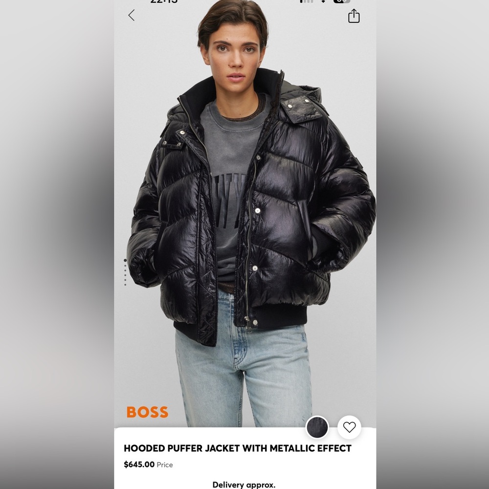 HUGO BOSS Hooded Puffer Jacket With Metallic Effect